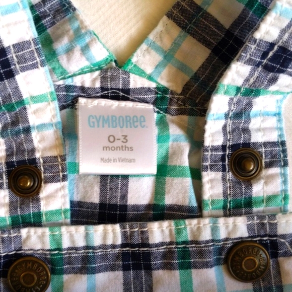 gymboree summer plaid shortalls shorts overalls 3 months baby - Picture 4 of 6